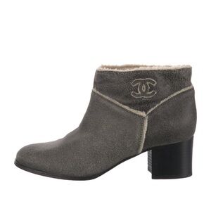 Chanel Interlocking CC Logo Suede Boots